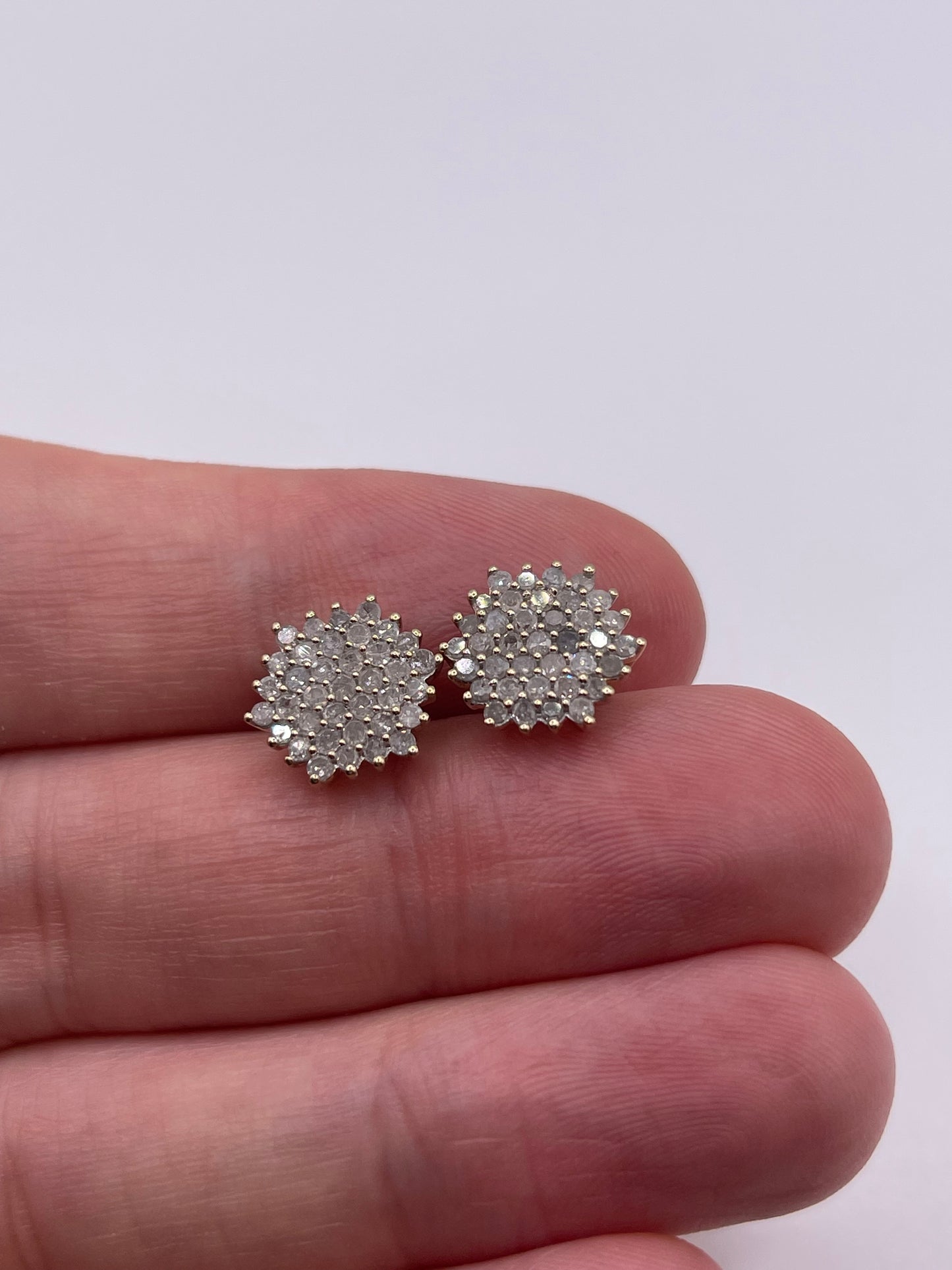9ct gold diamond cluster earrings