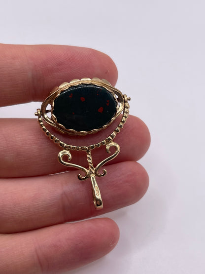 9ct gold gemstone spinning fob pendant