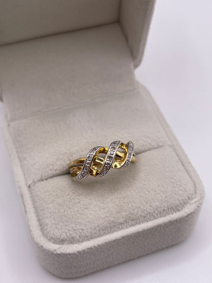 9ct gold diamond knot ring