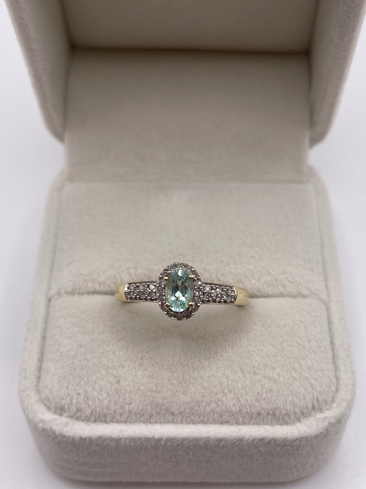 9ct gold tourmaline and diamond ring