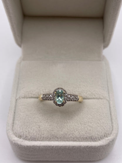 9ct gold tourmaline and diamond ring