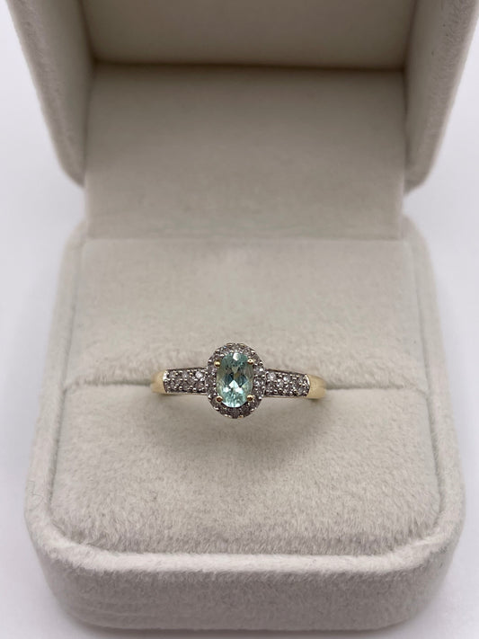 9ct gold tourmaline and diamond ring