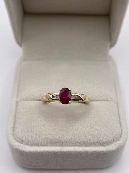 9ct gold ruby and diamond ring