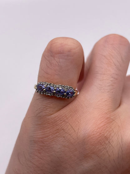 9ct gold tanzanite and diamond ring