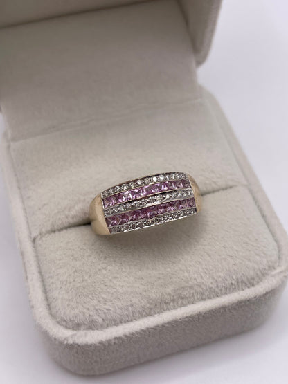 9ct gold pink sapphire and diamond ring