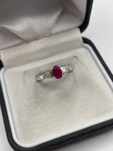 Load image into Gallery viewer, 9ct white gold ruby and diamond ring
