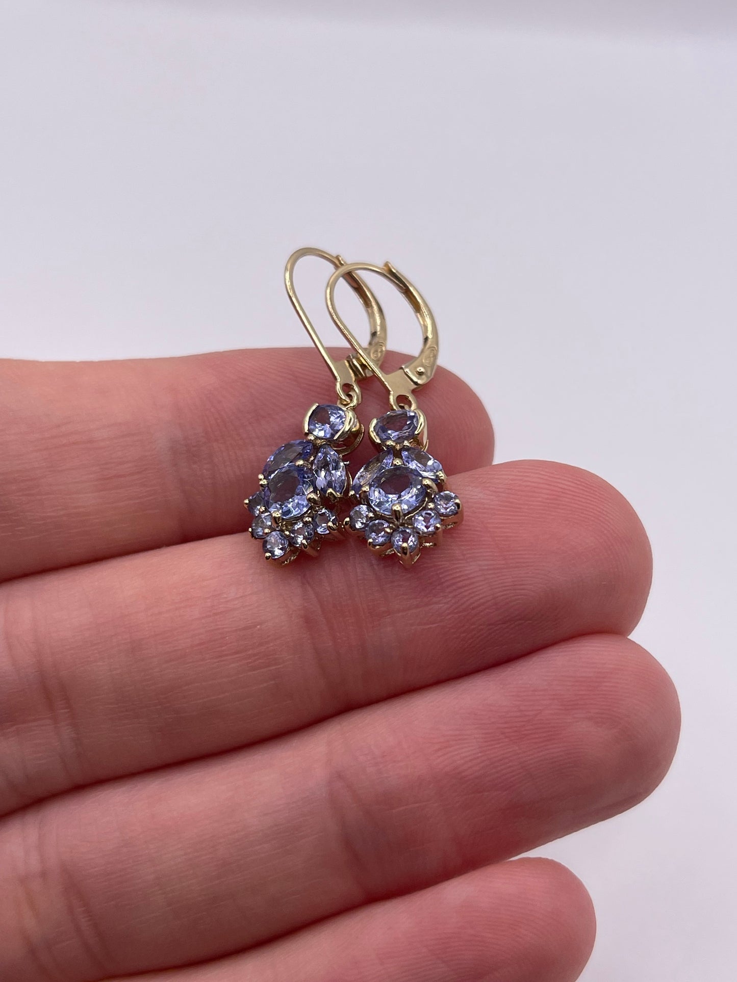 9ct gold tanzanite cluster earrings