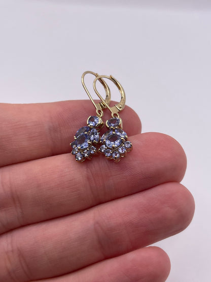9ct gold tanzanite cluster earrings