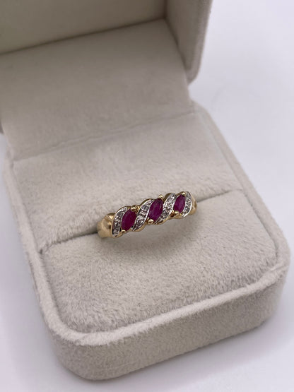 9ct gold ruby and diamond ring