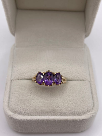 9ct gold amethyst ring