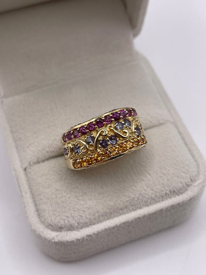 9ct gold multi gemstone ring