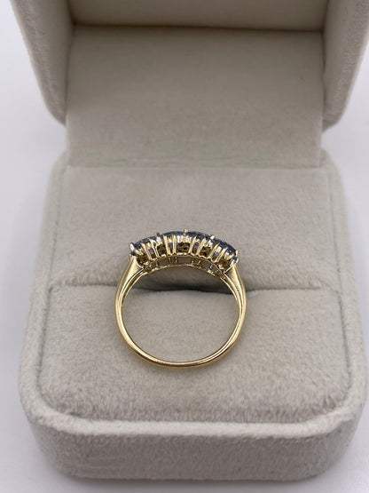 9ct gold tanzanite and diamond ring