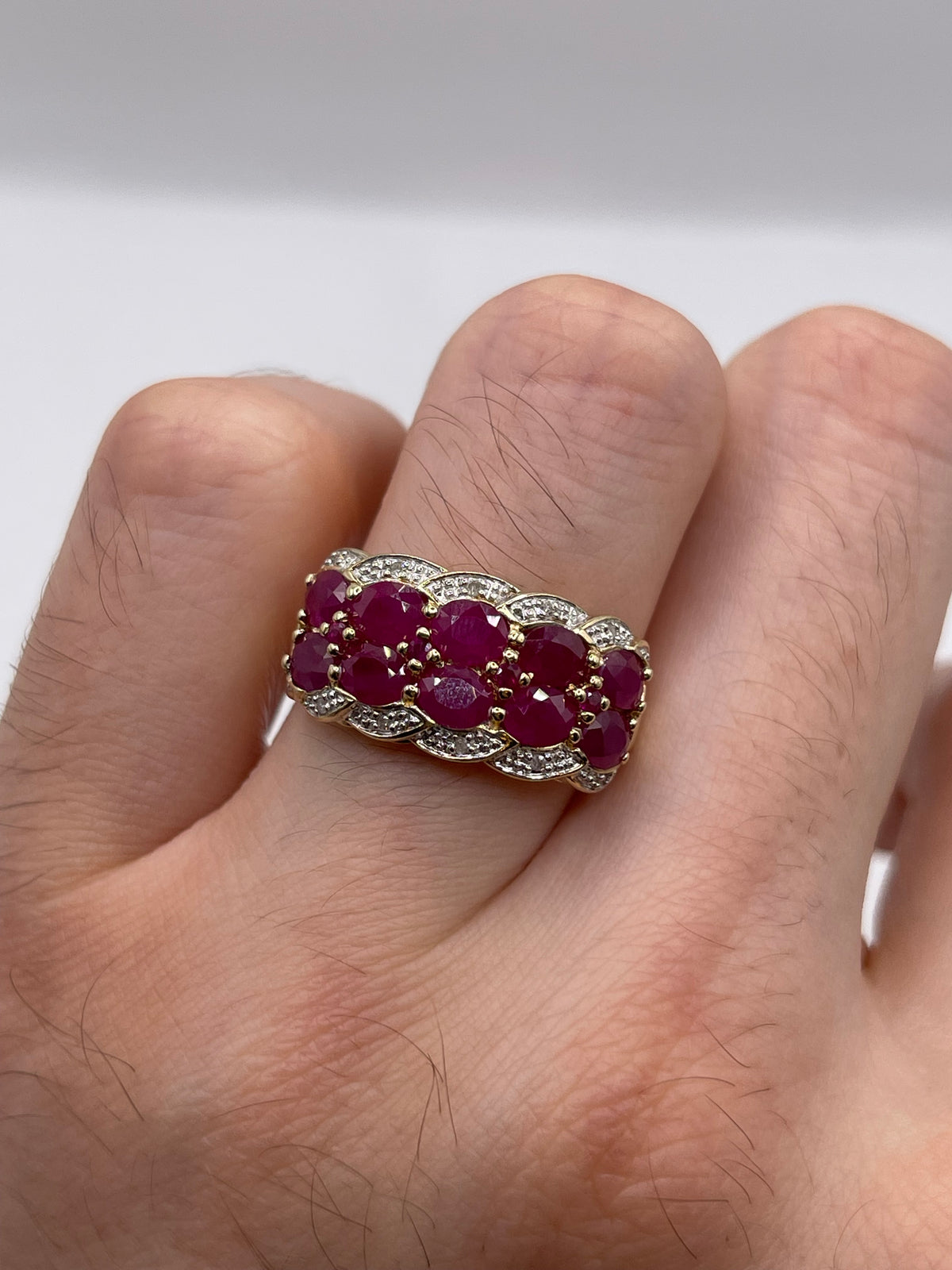9ct gold ruby and diamond ring