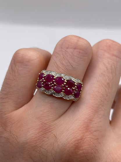 9ct gold ruby and diamond ring