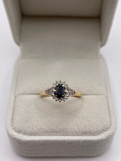 9ct gold sapphire and diamond ring