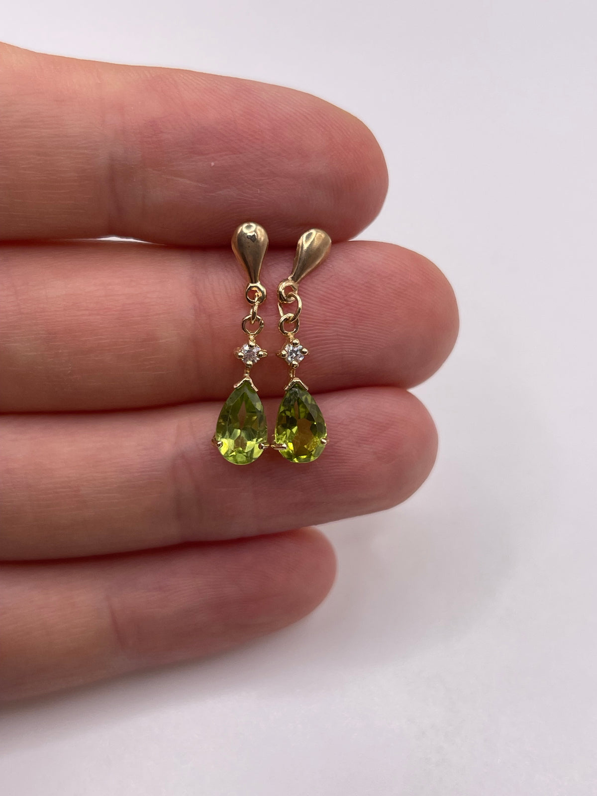 9ct gold peridot and zircon earrings
