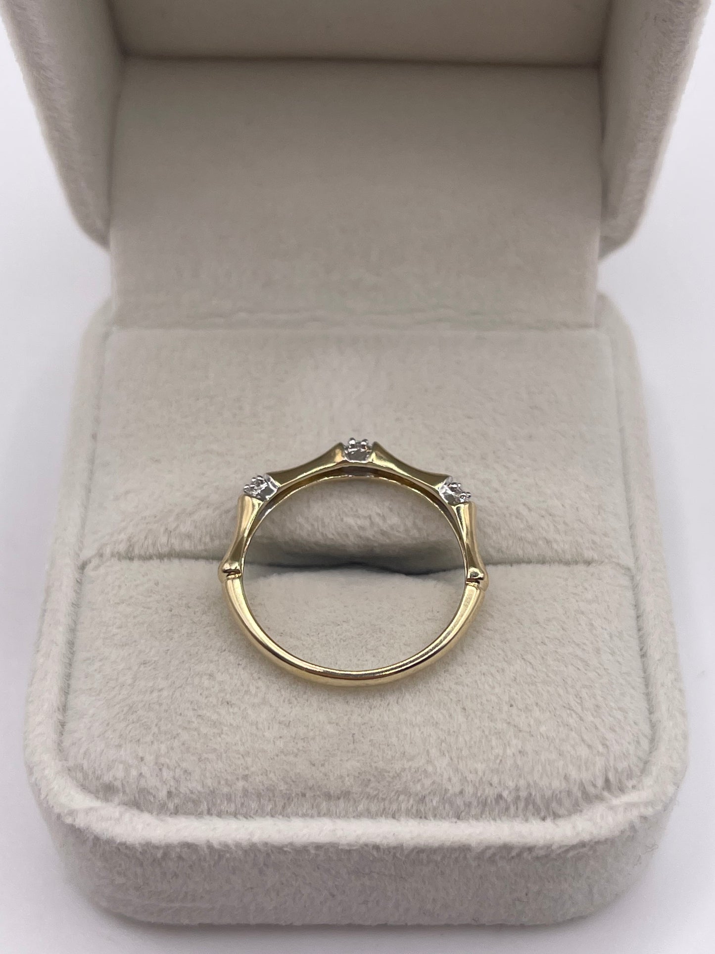 9ct gold diamond bamboo ring