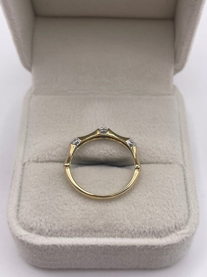 9ct gold diamond bamboo ring