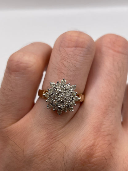 9ct gold 1ct diamond cluster ring