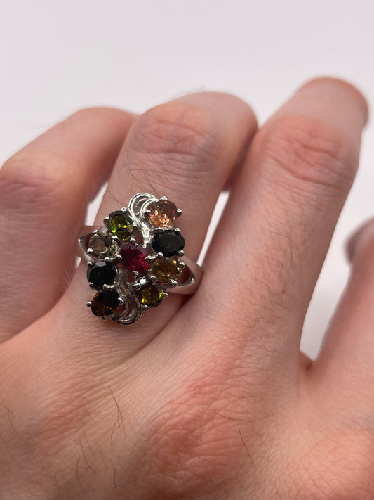 Silver gemstone ring