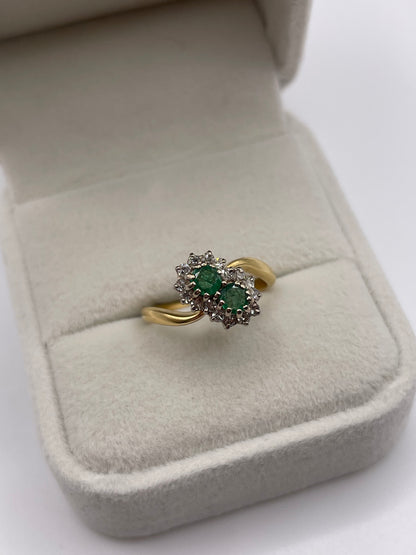 18ct gold emerald and diamond ring