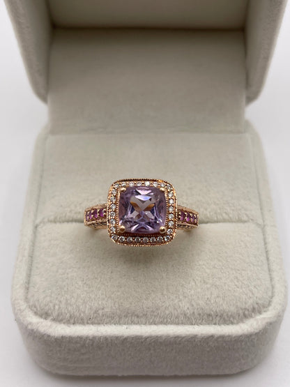 LeVian 14ct rose gold amethyst, ruby and diamond ring