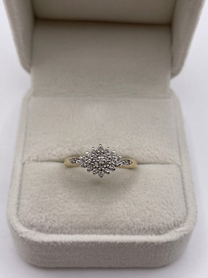 9ct gold diamond cluster ring