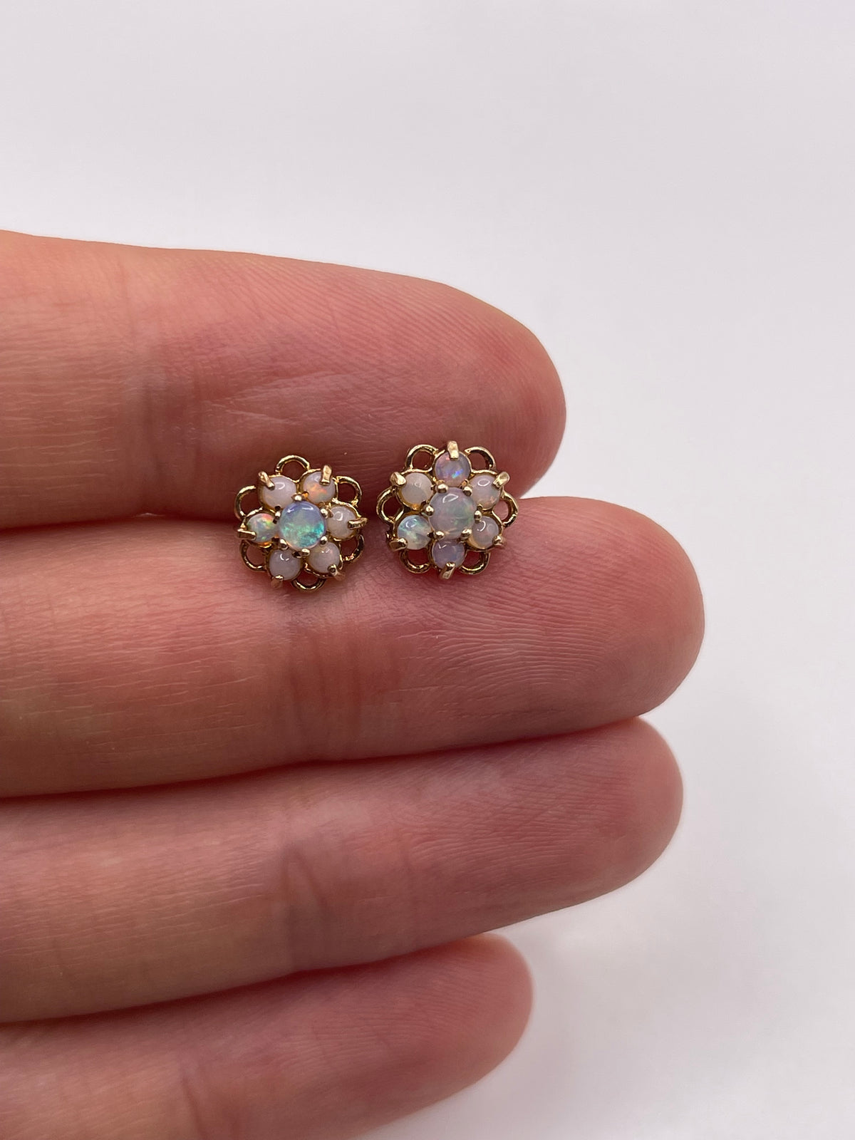 9ct gold opal cluster earrings