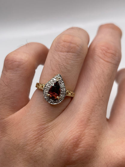 9ct gold tourmaline and diamond ring