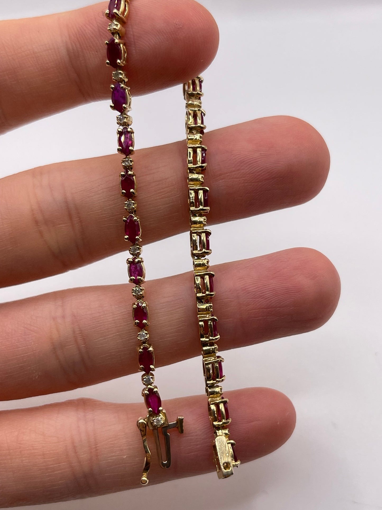 14ct gold ruby and diamond bracelet