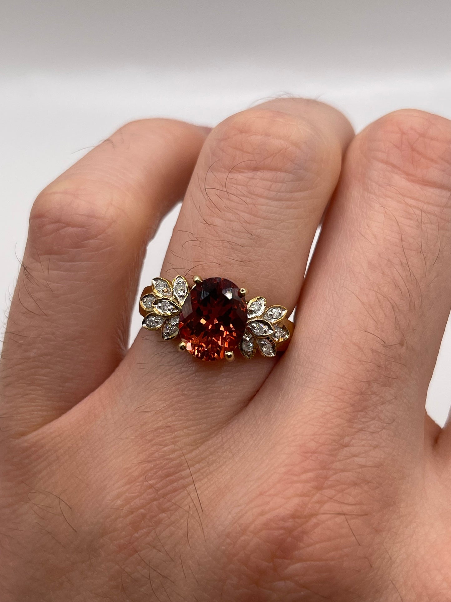 9ct gold citrine and diamond ring