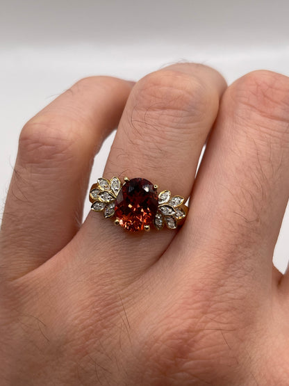 9ct gold citrine and diamond ring
