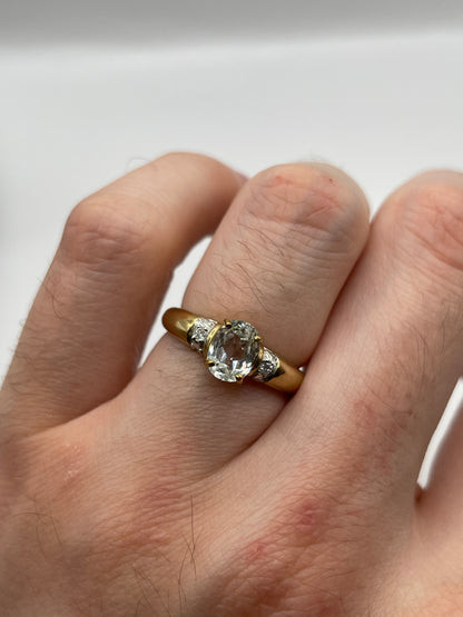 9ct gold quartz and diamond ring