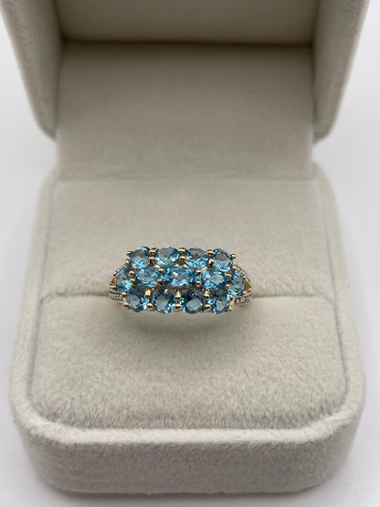 9ct gold blue topaz and diamond ring