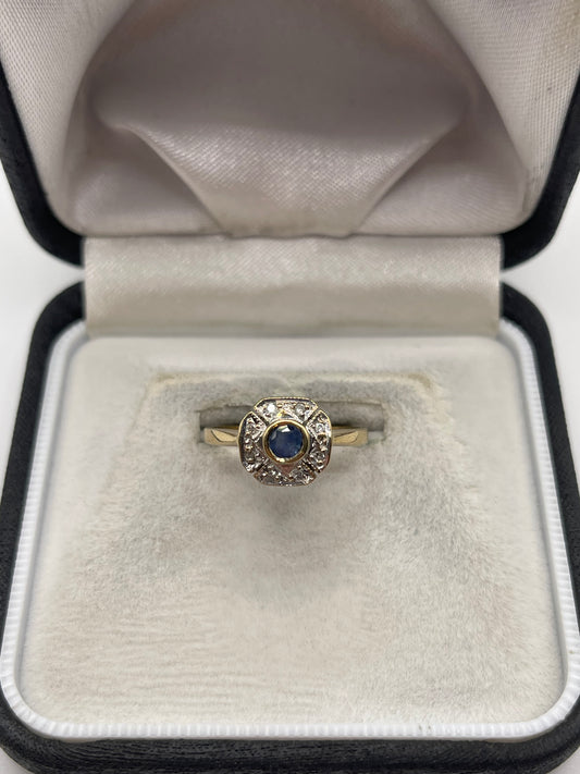 9ct gold sapphire and diamond ring