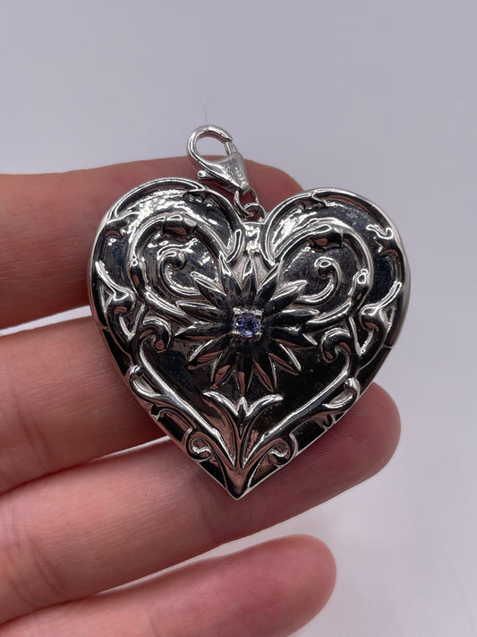 Silver tanzanite heart pendant