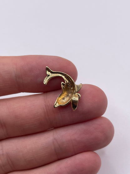 9ct gold diamond dolphin charm