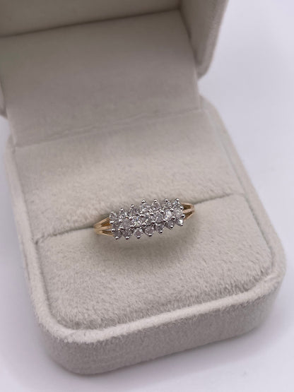 9ct gold diamond cluster ring