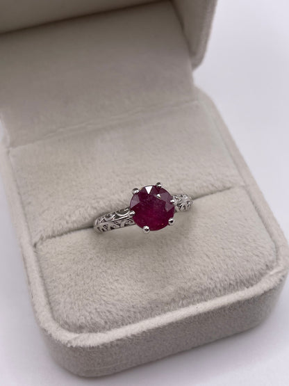 9ct white gold ruby ring
