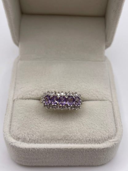 9ct gold amethyst and diamond ring