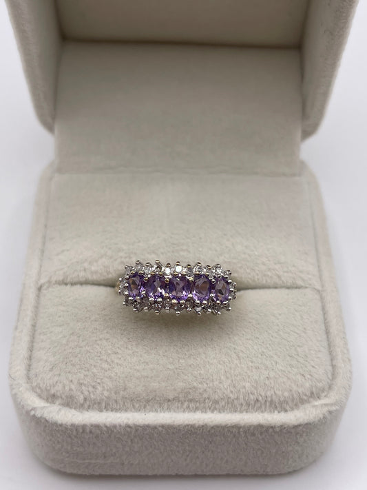 9ct gold amethyst and diamond ring