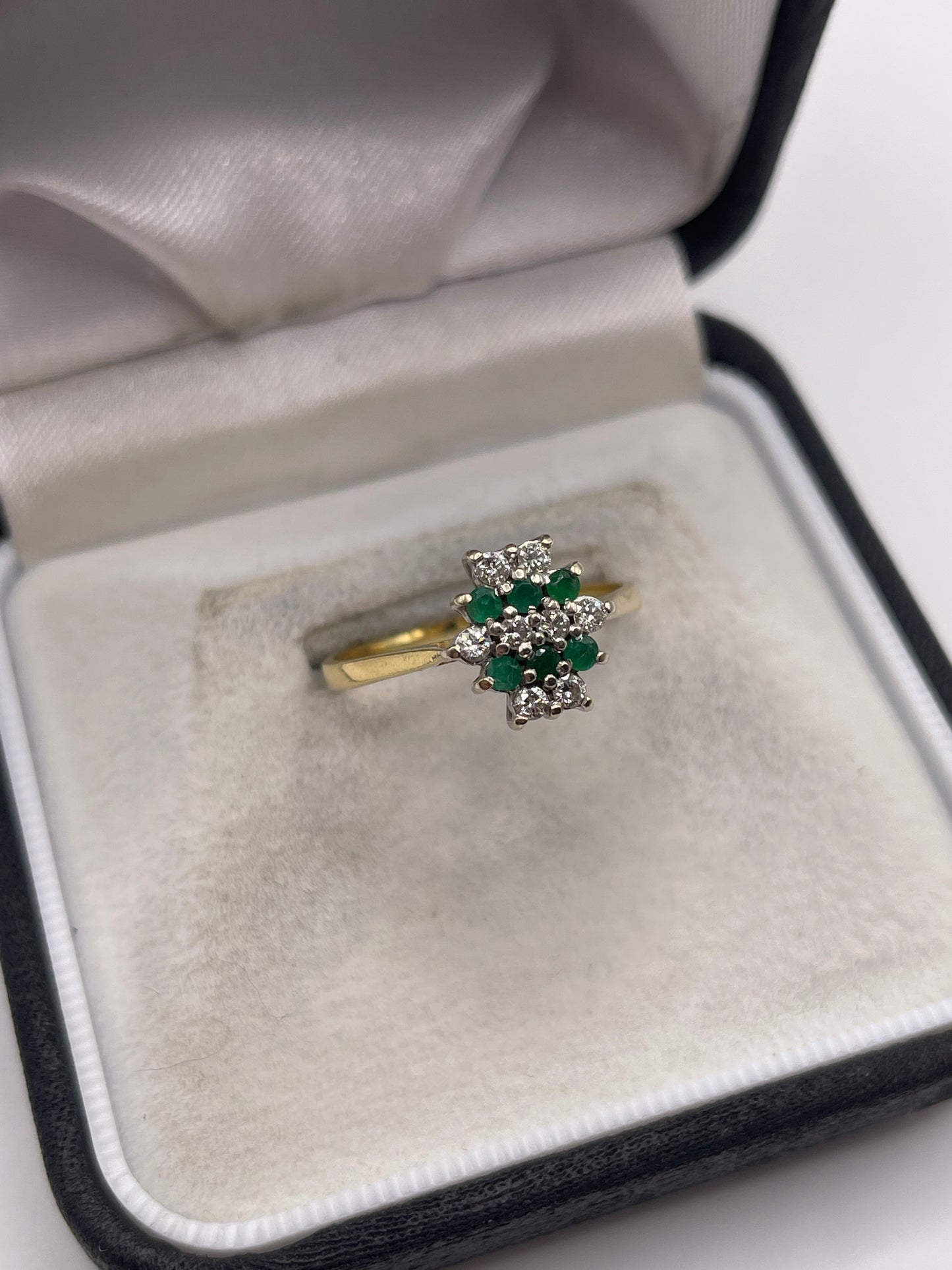 18ct gold emerald and diamond ring