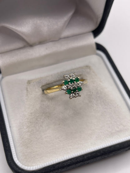 18ct gold emerald and diamond ring