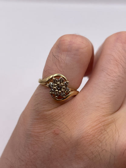 9ct gold cognac diamond cluster ring