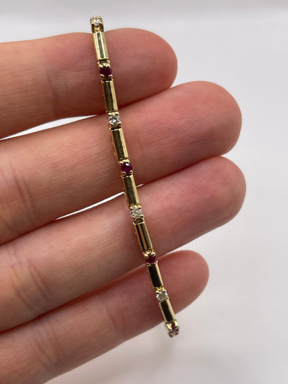 14ct gold ruby and diamond bracelet