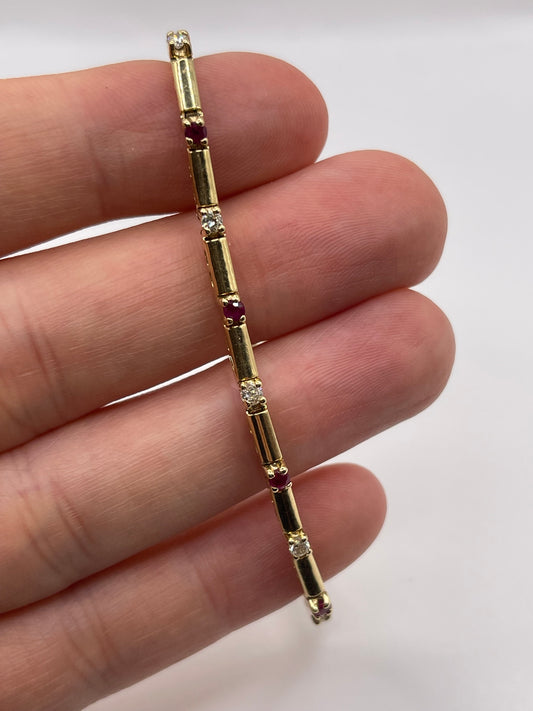 14ct gold ruby and diamond bracelet