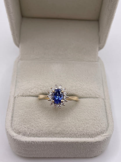 9ct gold tanzanite and zircon ring