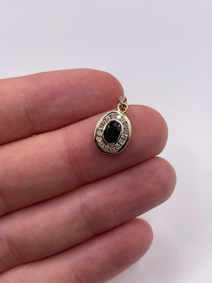 9ct gold sapphire and diamond pendant