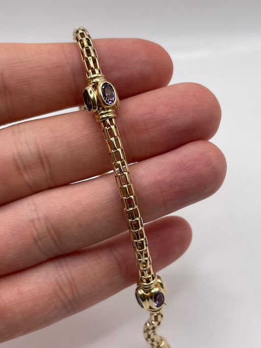 9ct gold topaz and amethyst bracelet