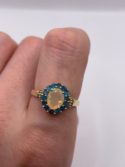 9ct gold opal and apatite ring